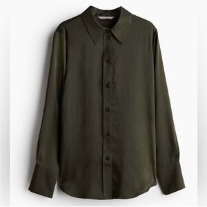 NWT H&M Dark Olive Button Down